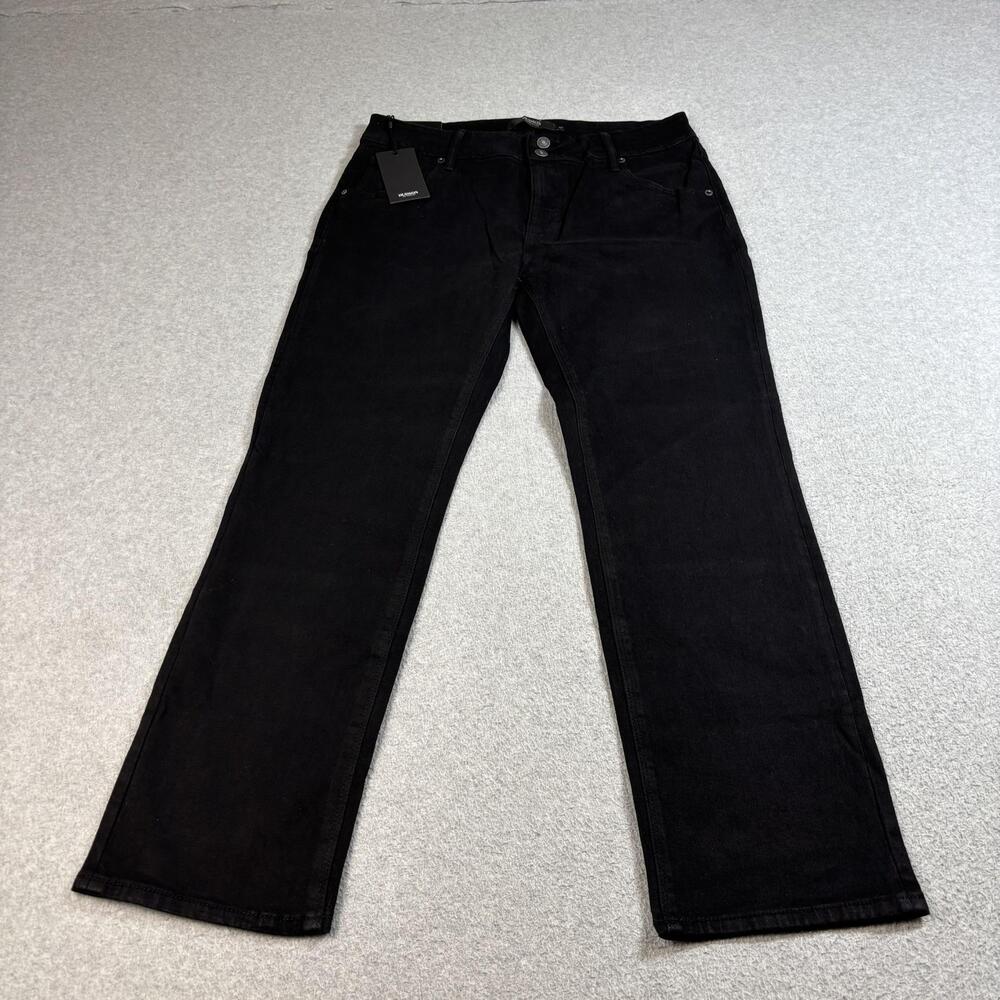 Hudson Jeans Women 12 Rich Black Byron Straight Leg Stretch Denim Pants Heritage